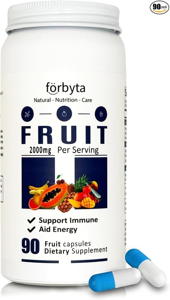 Fruits Supplement – Whole Food-Based Fruit Blend Capsules – Natural Antioxidant Support – Rich in Essential Vitamins – Non-GMO, Gluten-Free – 90 Capsules