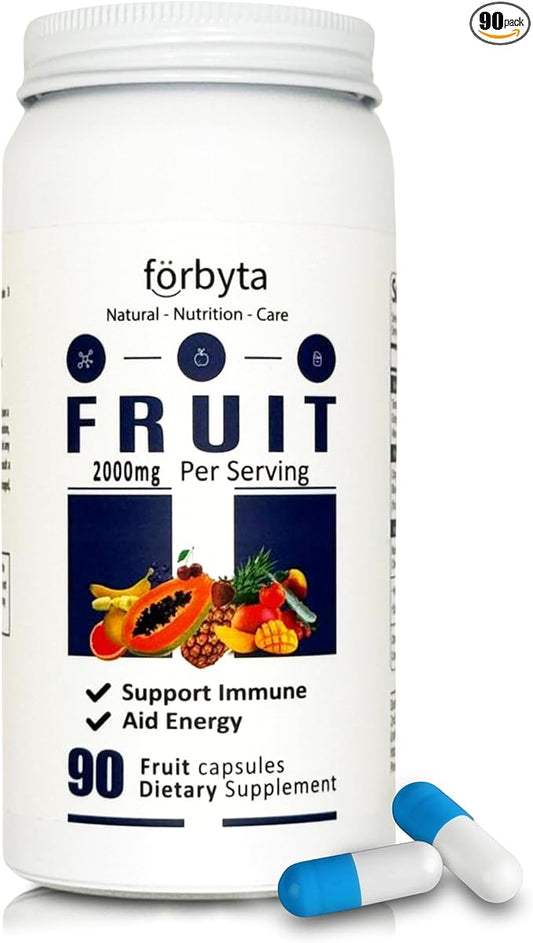 Fruits Supplement – Whole Food-Based Fruit Blend Capsules – Natural Antioxidant Support – Rich in Essential Vitamins – Non-GMO, Gluten-Free – 90 Capsules