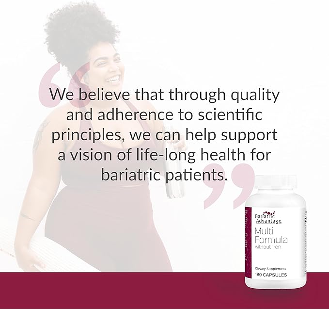 Bariatric Advantage Multi Formula without Iron, High Potency Daily Multivitamin for Bariatric Surgery Patients with 22 Essential Vitamins and Nutrients - 180 Capsules