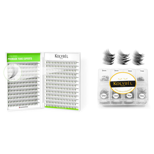 500 Fans 10D 0.07D 8-15MM Middle Stem Premade Lashes & 600 10D 0.07D 8-15MM Fans Loose Fans Premade Lashes