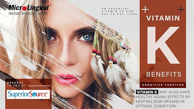 Superior Source Vitamin K-2 100 mcg with Vitamin D3 125 mcg - Bone Strength Support Supplement - Aids Healthy Joints - 60 Sublingual Dissolving Tablets