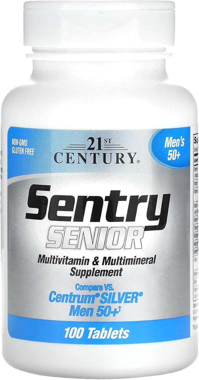 21st Century Sentry Senior Men 50Plus Tablets, White Unscented 100 Count