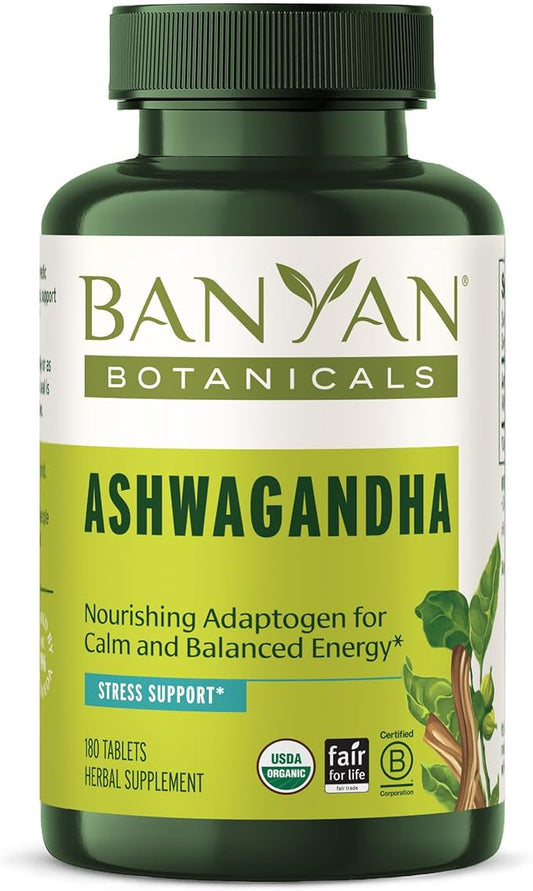 Banyan Botanicals Ashwagandha Tablets – Organic Ashwagandha Root – Renowned Herbal Adaptogen for Natural Energy Support and Stress Support* – 180 Tablets – Non-GMO Sustainably Sourced Vegan