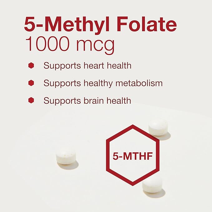 PROTOCOL FOR LIFE BALANCE 5-Methylfolate 1,000mcg - Superior Methyl Folate Bioavailability - for Brain Support - Folate Supplement for Women & Men - Kosher & Vegan - 90 Tabs
