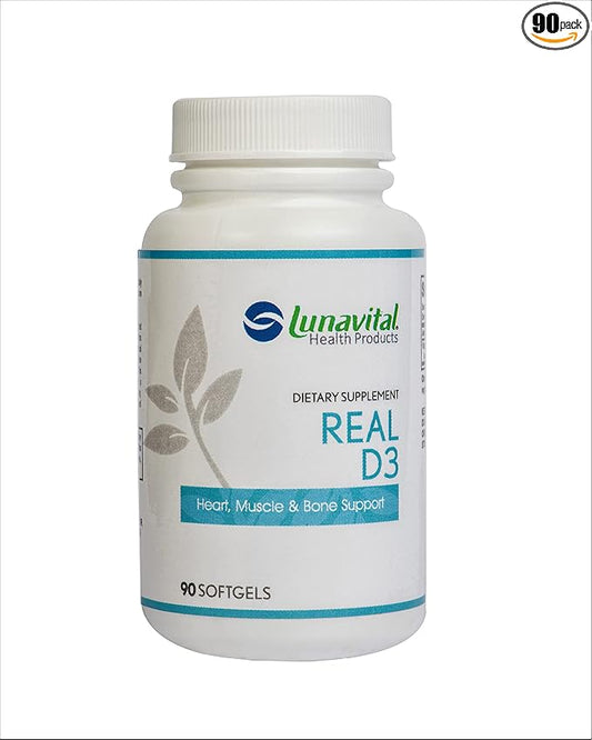 Lunavital Real D3 (10,000UD), Heart, Muscle & Bone Support, 90 Softgels