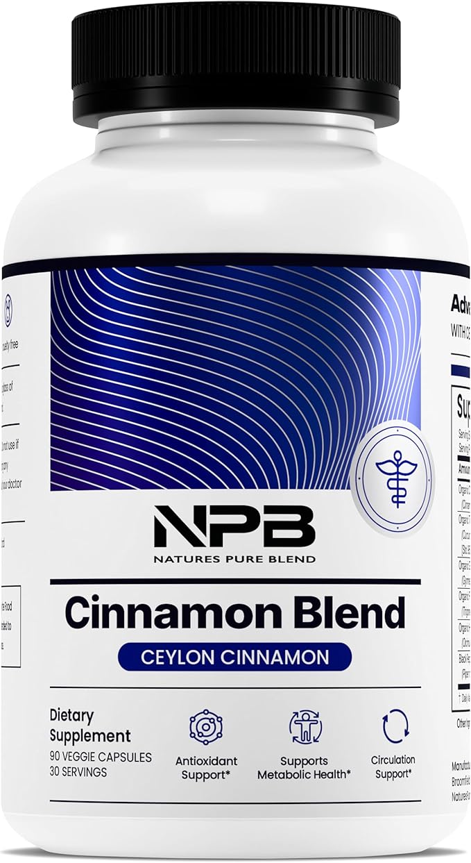 Nature's Pure Blend Ceylon Cinnamon Capsules with Turmeric Curcumin Supplement – Cinnamon Extract for Cell Support – Organic Turmeric Supplement, Herbal Support for Women & Men (2,225mg, 90 Caps)