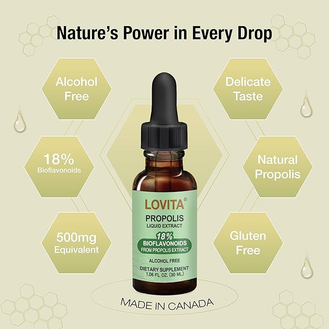 Lovita Bee Propolis Liquid Extract & Vitamin D3 Softgel Nutrient Supplement Bundle