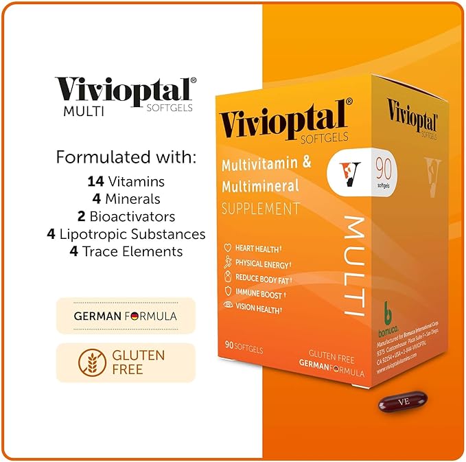 Vivioptal Multi, 90 Softgels (1 Year Supply), Multivitamin & Multimineral, Gluten Free, German Formula