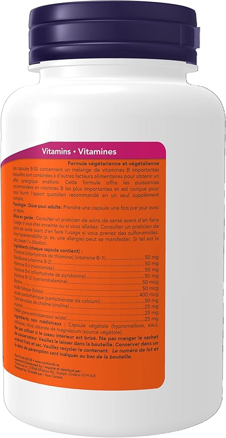 NOW Vitamin B-50 mg,100 Veg Capsules