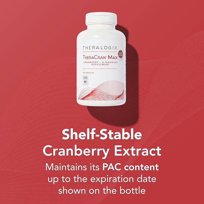 Theralogix TheraCran Max - Cranberry + D-Mannose Supplement for Men & Women - Urinary Tract Health Support - 90-Day Supply - NSF Certified - 180 Capsules