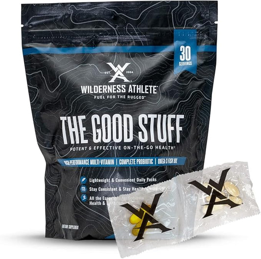 Wilderness Athlete - The Good Stuff | Daily Vitamin Pack - Multivitamin for Women & Men - Vitamin Packs for Men & Women Health - Supplement Probiotics, Omega-3 Fish Oil, & Multivitamins with Zinc