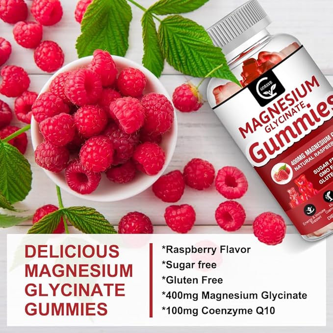 Magnesium Glycinate Gummies 400mg, Mg Potassium Supplement with Chelated Magnesium Malate Complex, Vitamin D, B6, and CoQ10, Supports for Memory, Calm, Mood & Sleep - 60 Count (Pack of 2)