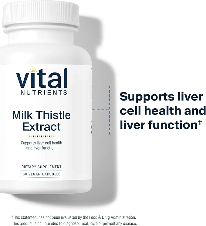 Vital Nutrients Milk Thistle Extract 250mg | Vegan Milk Thistle Supplement for Liver Function & Detox | Antioxidant Support for Glutathione Production | Gluten, Dairy, Soy Free | Non-GMO | 60 Capsules