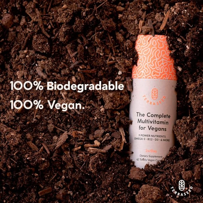 Complete Vegan Multivitamin with Iron, Omega 3, Vitamin D3, Folate, Zinc, Vitamin B12, & More - 100% Sustainable Vegan Vitamins - Non-GMO, Gluten Free, Made in The USA (30 Day Supply)