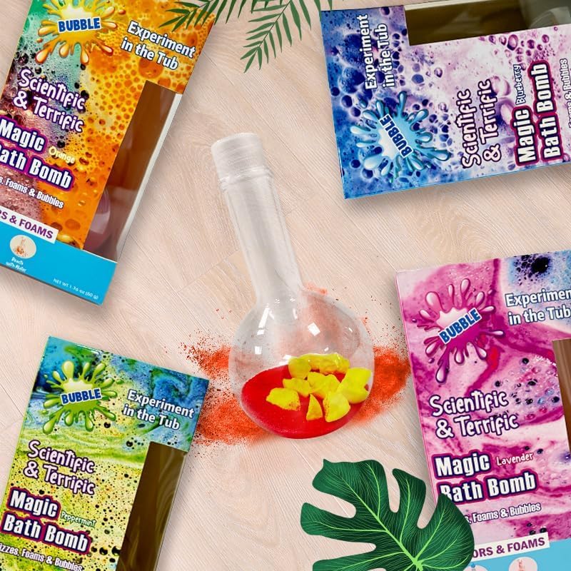 Bath Bomb Potion for Kids, Bath Science Kits 4+4Pack for Foam Fizzies & Bubble, Boys Girls Ages 4-12, Nontoxic & Safe Fun Magic Bubble Bath Kit Toddler Gifts for Halloween, Christmas, Birthday