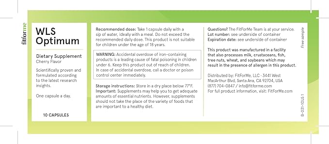 FitForMe Bariatric Multivitamins After Gastric Sleeve - One a Day WLS Optimum Capsule Starter Pack - 10 Days Supply of Vitamins, Minerals & Iron, Scientifically Proven