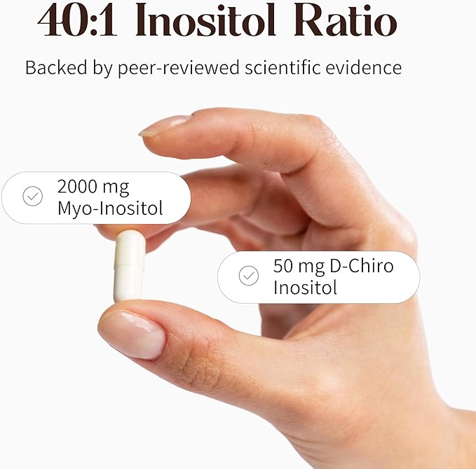 Pure 40:1 Inositol - Myo + D-Chiro Inositol Supplement - for Women with Fertility, Skin, & Menstrual Cycle Needs - 1 Bottle