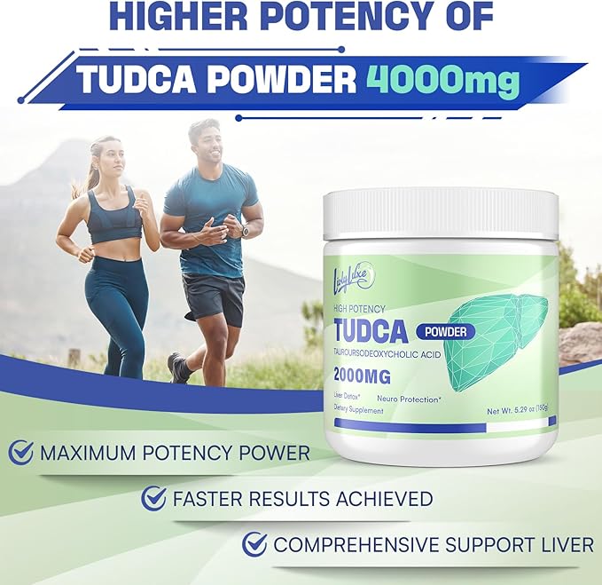 TUDCA Powder Supplement 4000mg – High Absorption Liver Detox & Repair Support with Milk Thistle,Artichoke,Bile Salts,Ox Bile,Herbal Blend– 30 Servings, Non-GMO