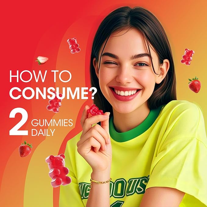 2 Pack Colostrum Supplement Gummies for Women & Men, with Biotin 10000mcg, Collagen, Grape Seed, Vitamin A, D3, B1 for Hair Skin Nails,Immue Support, Sugar-Free, 60 Day Supply