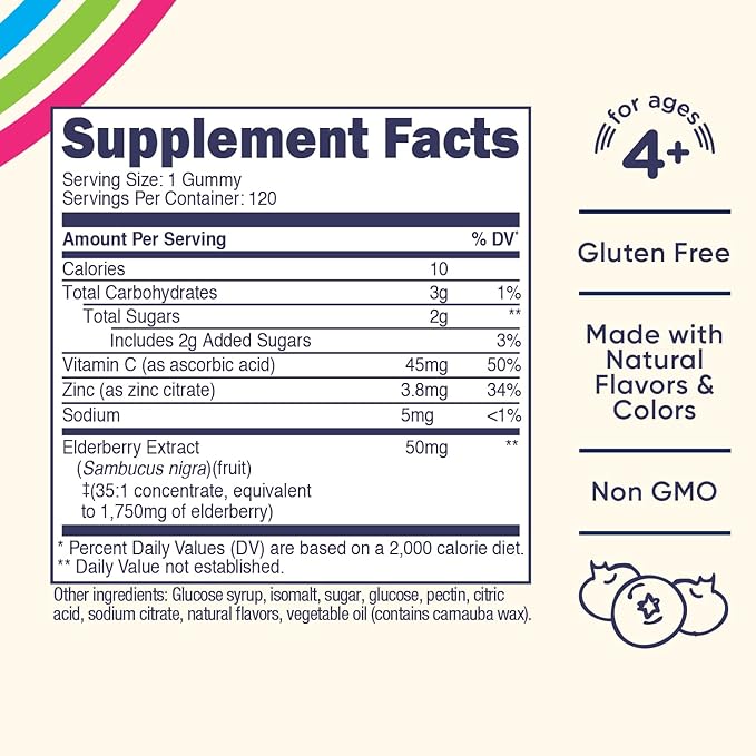 Nutricost Kids Elderberry Gummies (50mg) with Zinc & Vitamin C 120 Gummies - Gluten Free, No Corn Syrup