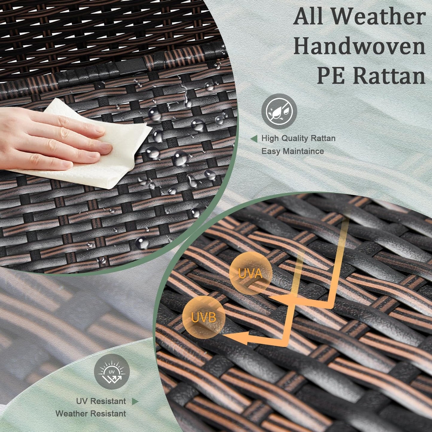 Outdoor Storage Box 13 Gallon, Wicker Deck Box with Lid, Small Bin for Garden Porch, Rattan Coffee Table and Seat, Brown