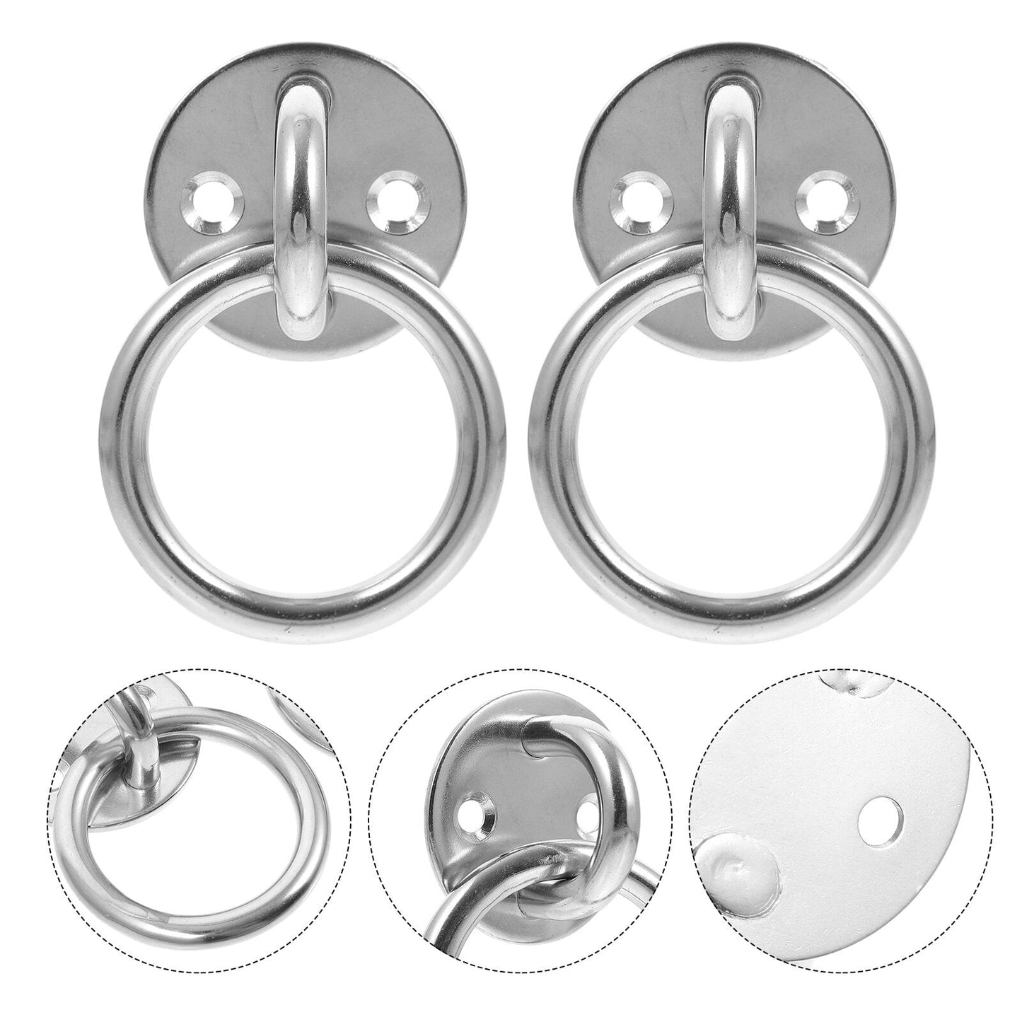 FUEENIRVA Round Pad Ring 2Pcs for Hammock Mount Part Heavy Duty Silver
