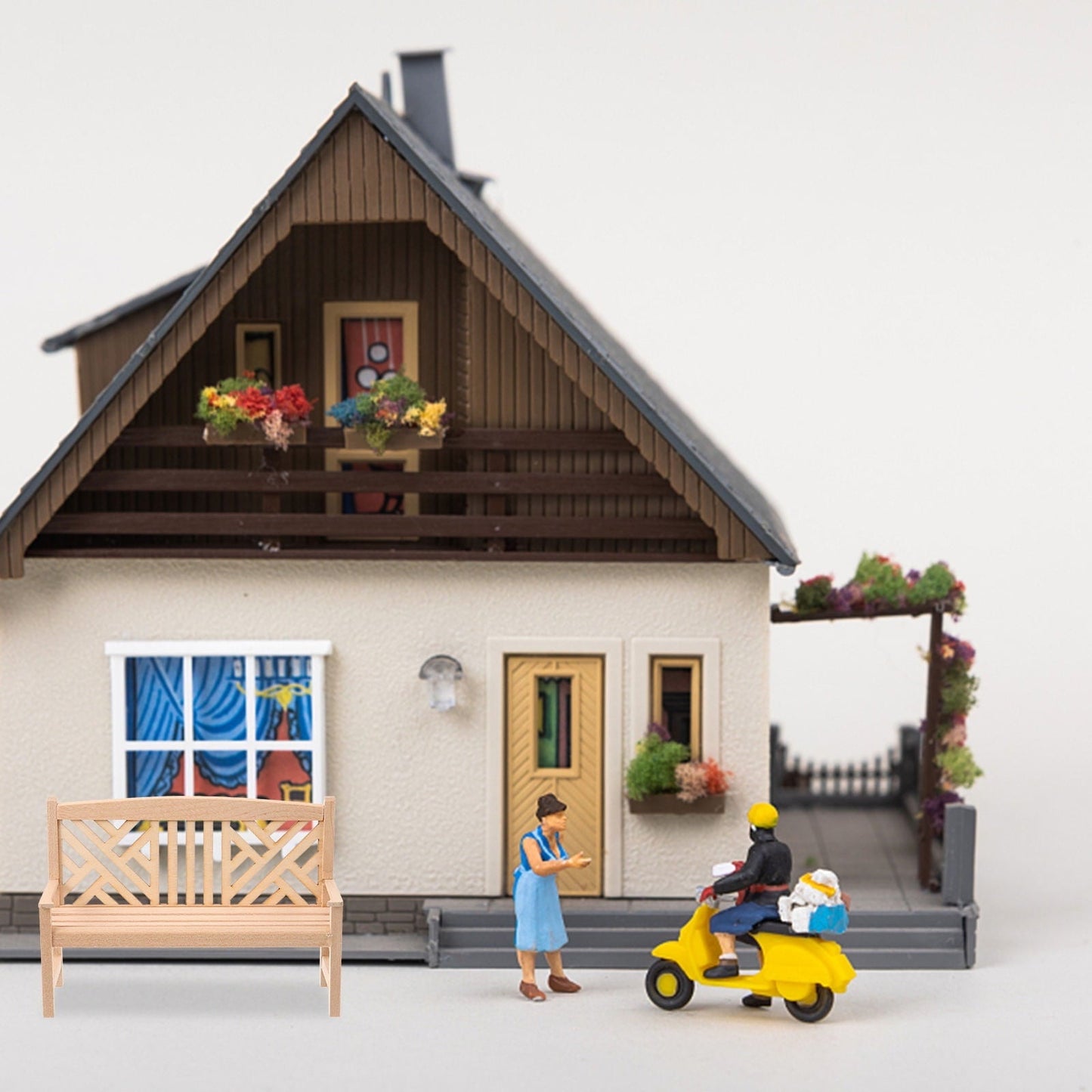 MUSEYA miniature garden accessory Miniature Garden Bench Wood for Collectors Scene Decoration 1Pack