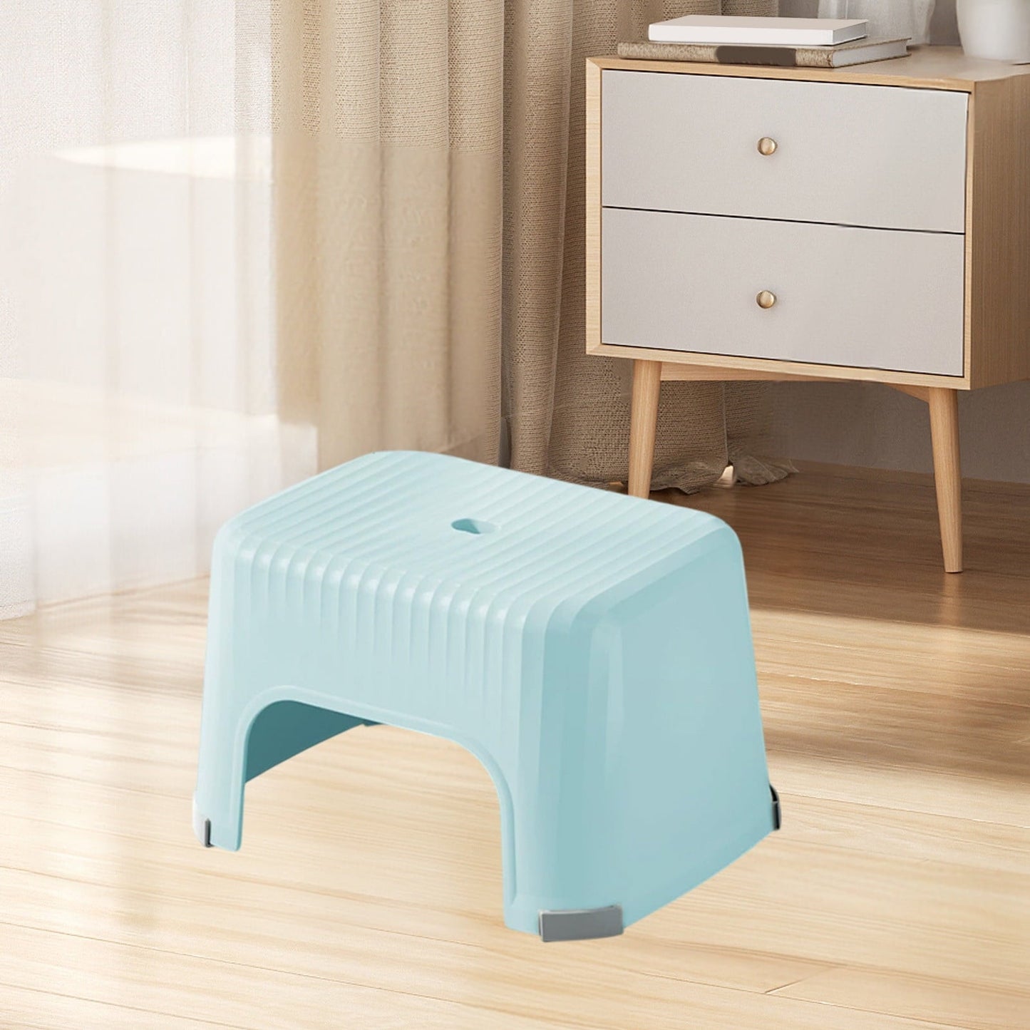 VANLOFE Plastic Step Stool for Adults - Non-Slip Bath Stool, Lightweight Small Stool for Bathroom, Shower, Beach, Camping, Step Stool for Bathroom Sink, 12.5x7.87x7.87in