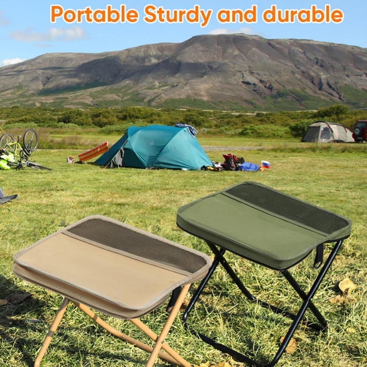 Foldable Backpack Stool, Mountaineering and Hiking Portable Stool, Pocket Handbag Stools, Lightweight Outdoor Seat with Adjustable Strap, Outdoor Zipper Pack Folding Chair for Travel Fishing