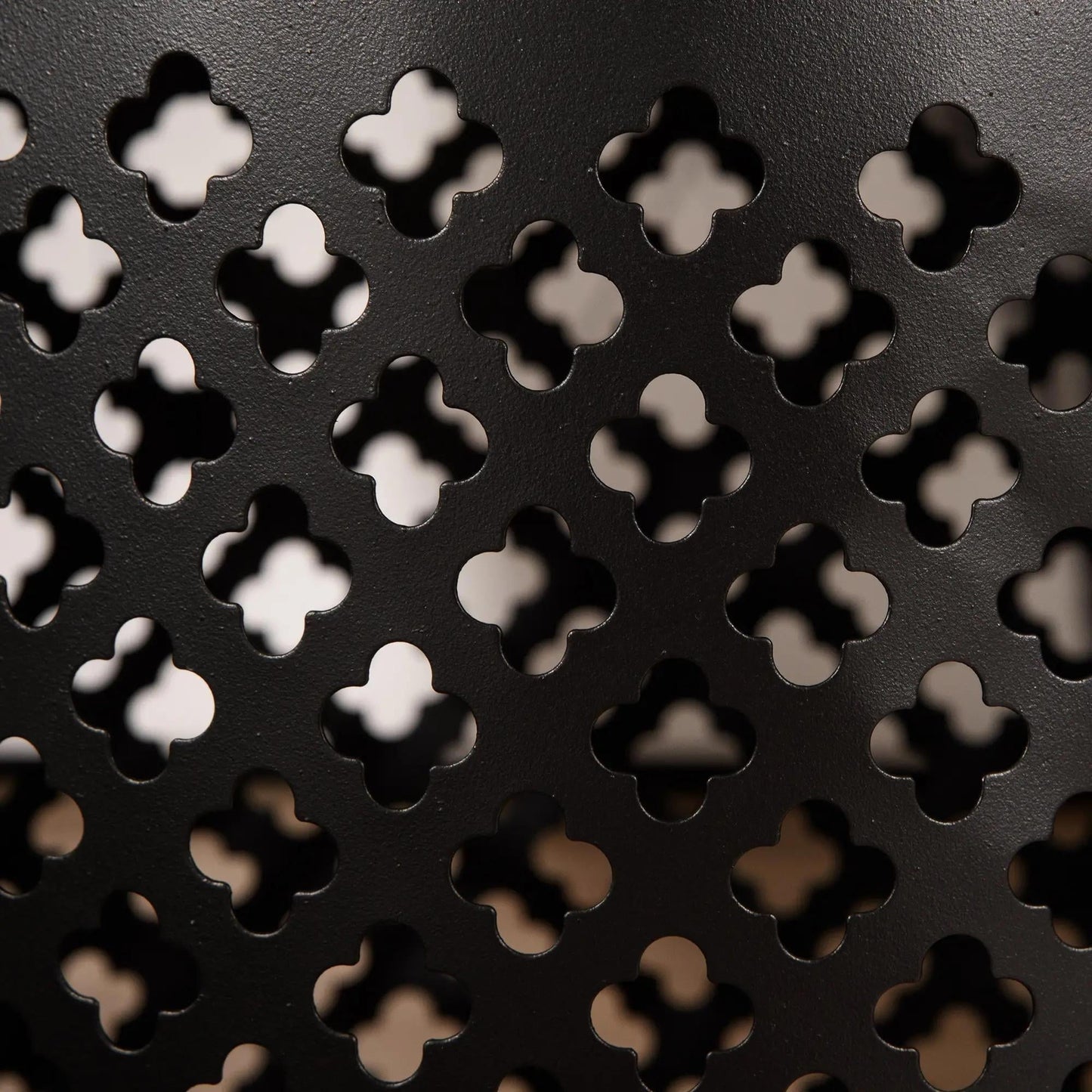 Resenkos Outdoor Side Table, Round Hollow Drum Patio End Table, Steel, Black