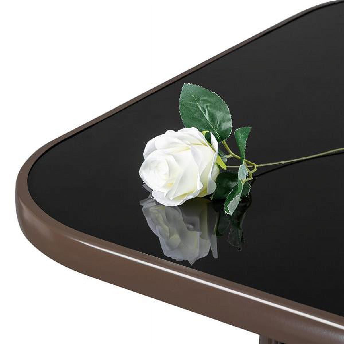 Matte Brown Iron Outdoor Bar Table, 31.5" Square Black Tempered Glass Top, Double-Ring Reinforced, for Home/Bar/Restaurant