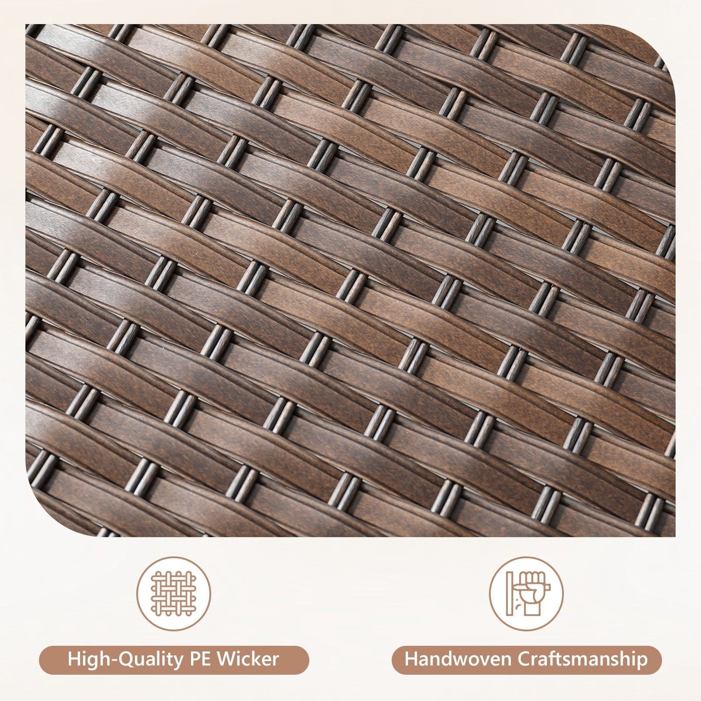 OPOHORO Outdoor Glider Chairs Set of 2, Brown Wicker Patio Furniture Swivel Rockers with T Shape-Back Cushions and 5" Thick Foam, Ideal for Porch and Yard, Beige