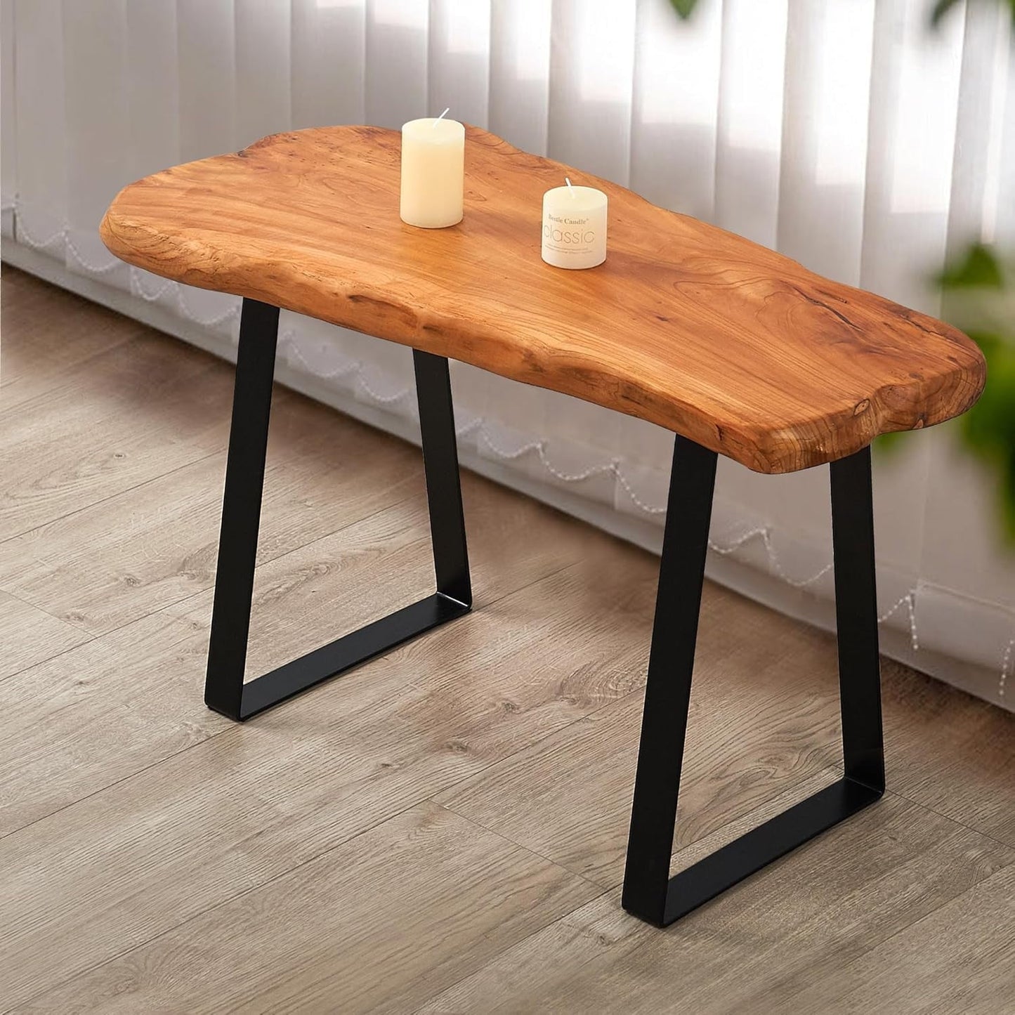 Natural Live Edge Cedar Wood Entryway  ，Rustic End Table Living Room Accent Solid Coffee Side Table Bedroom Vintage Outdoor Garden Stand Foot Stool