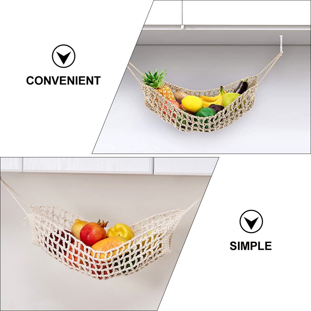 RENACLIPY Fruit Hammock for Kitchen 68X6X6CM Khaki Cotton Rope for Home 1 Set