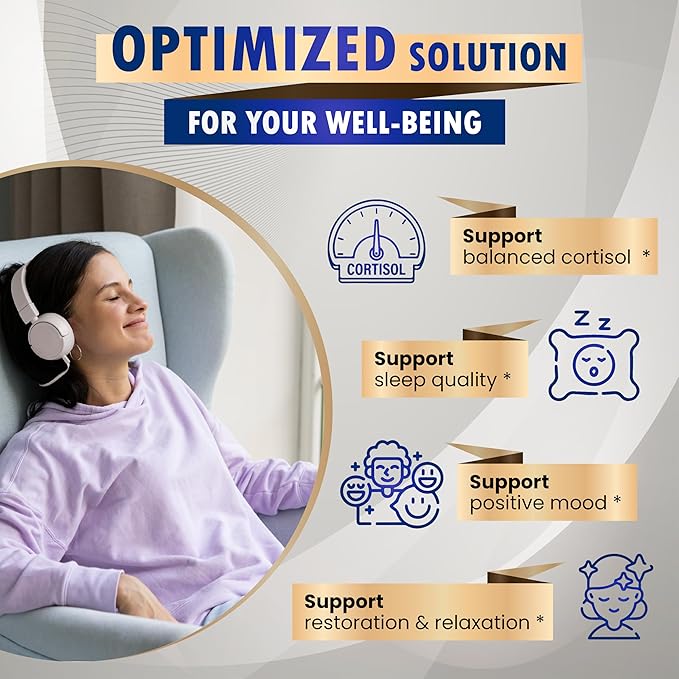 CORTISOL Wellness Ashwagandha 14-in-1 Natural Blend with Phosphatidylserine Magnolia Rhodiola St. John's Wort Peppermint Bacopa - 150 Count - Made & Tested in The USA