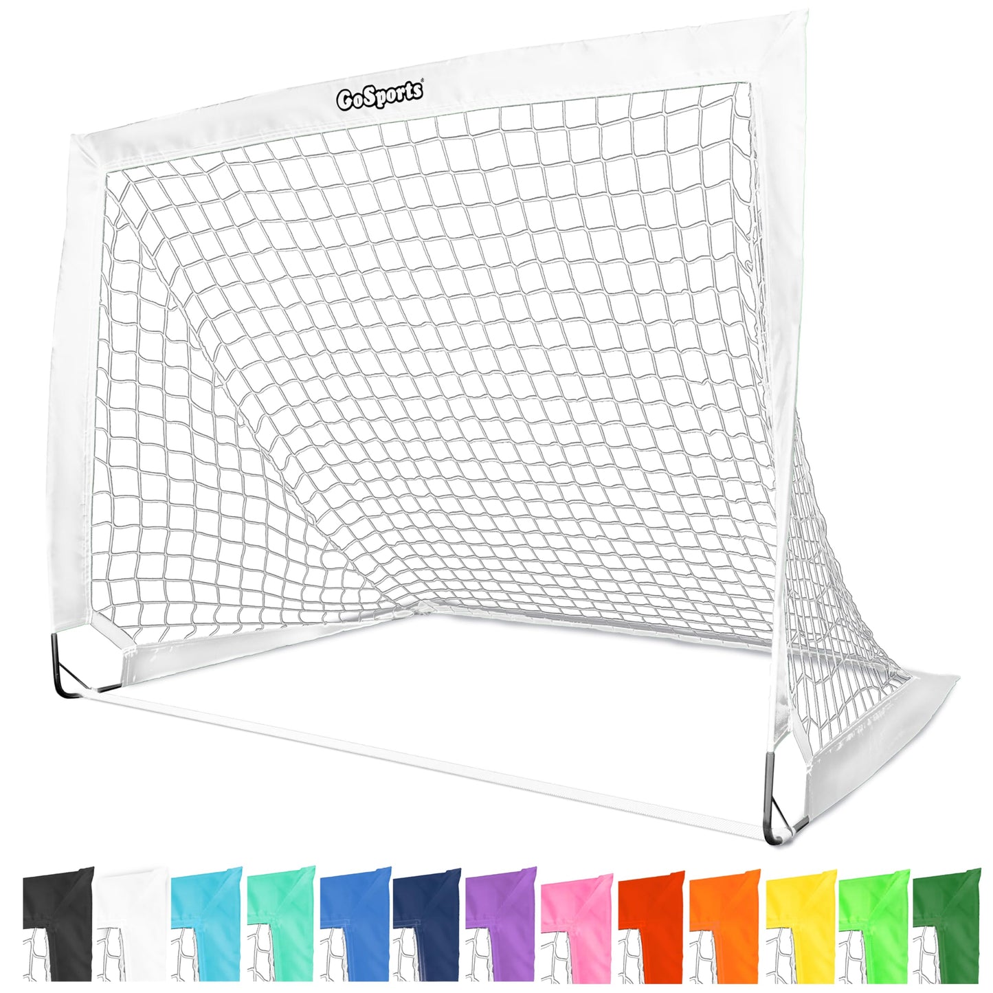 GoSports Team Tone 4 ft x 3 ft Portable Soccer Goal for Kids - Pop Up Net for Backyard - White