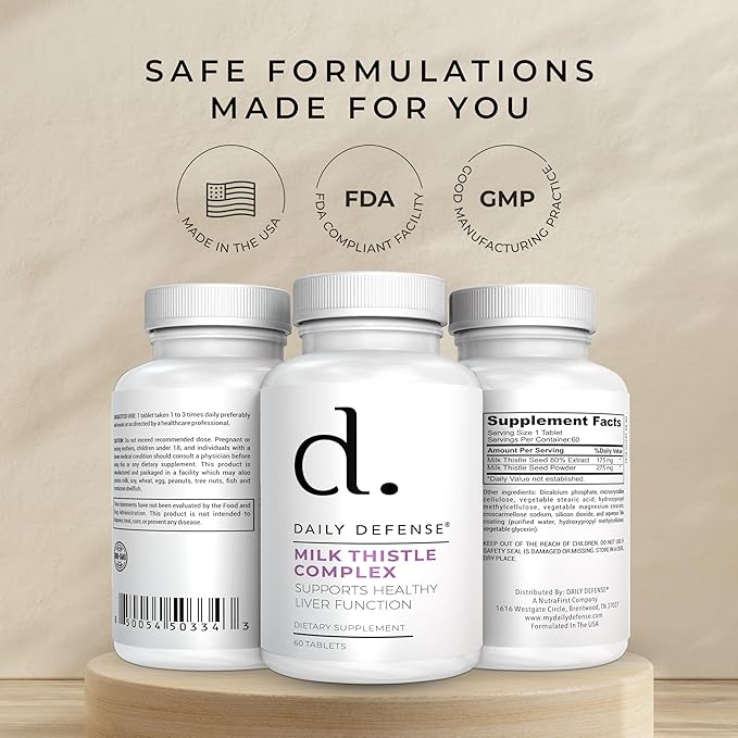 Pure Milk Thistle Herbal Supplements - 450mg Milk Thistle Extract for Liver Detox & Liver Support Supplement - Vegan Dietary Supplements for Women & Men, 60 Tablets