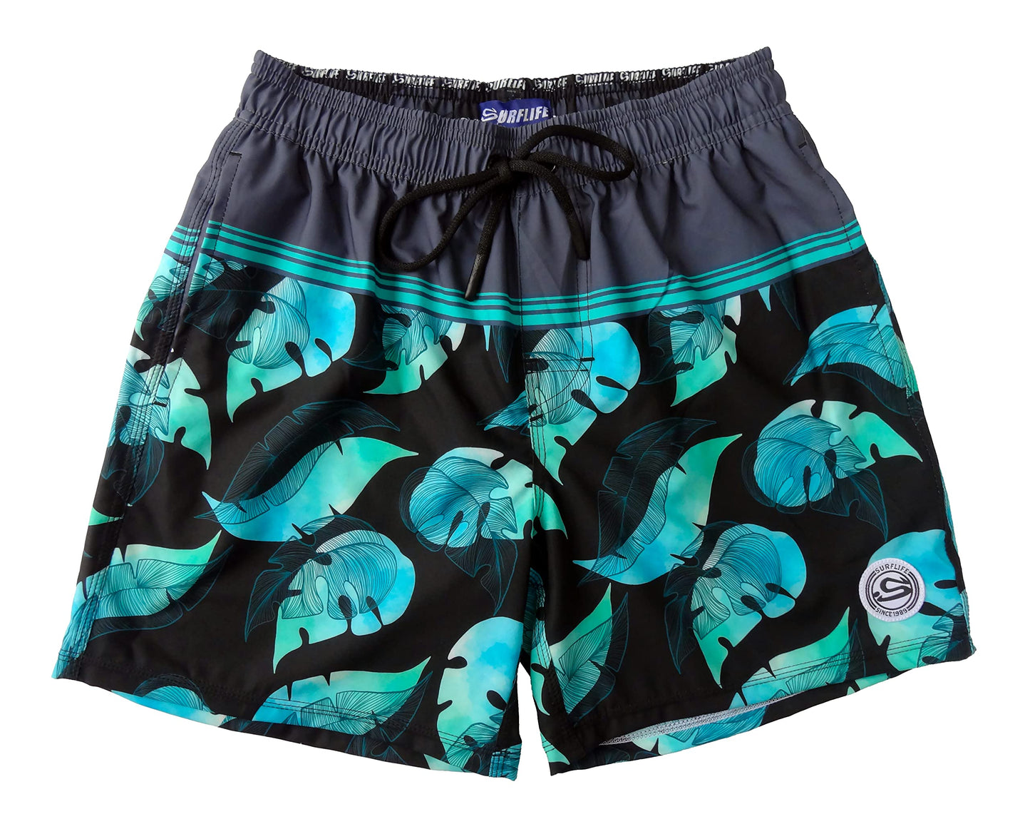 Mens Swim Trunks Shorts Quick Dry Pockets Drawstring (Rain Forest, E-Large, x_l)