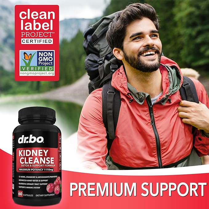 Kidney Cleanse Detox Support Supplement - Natural Cranberry, Juniper Berries, Buchu & Uva Ursi Extract to Support Kidneys, Bladder & Urinary Tract Health Supplements - Herbal Renal Blend Formula Pills