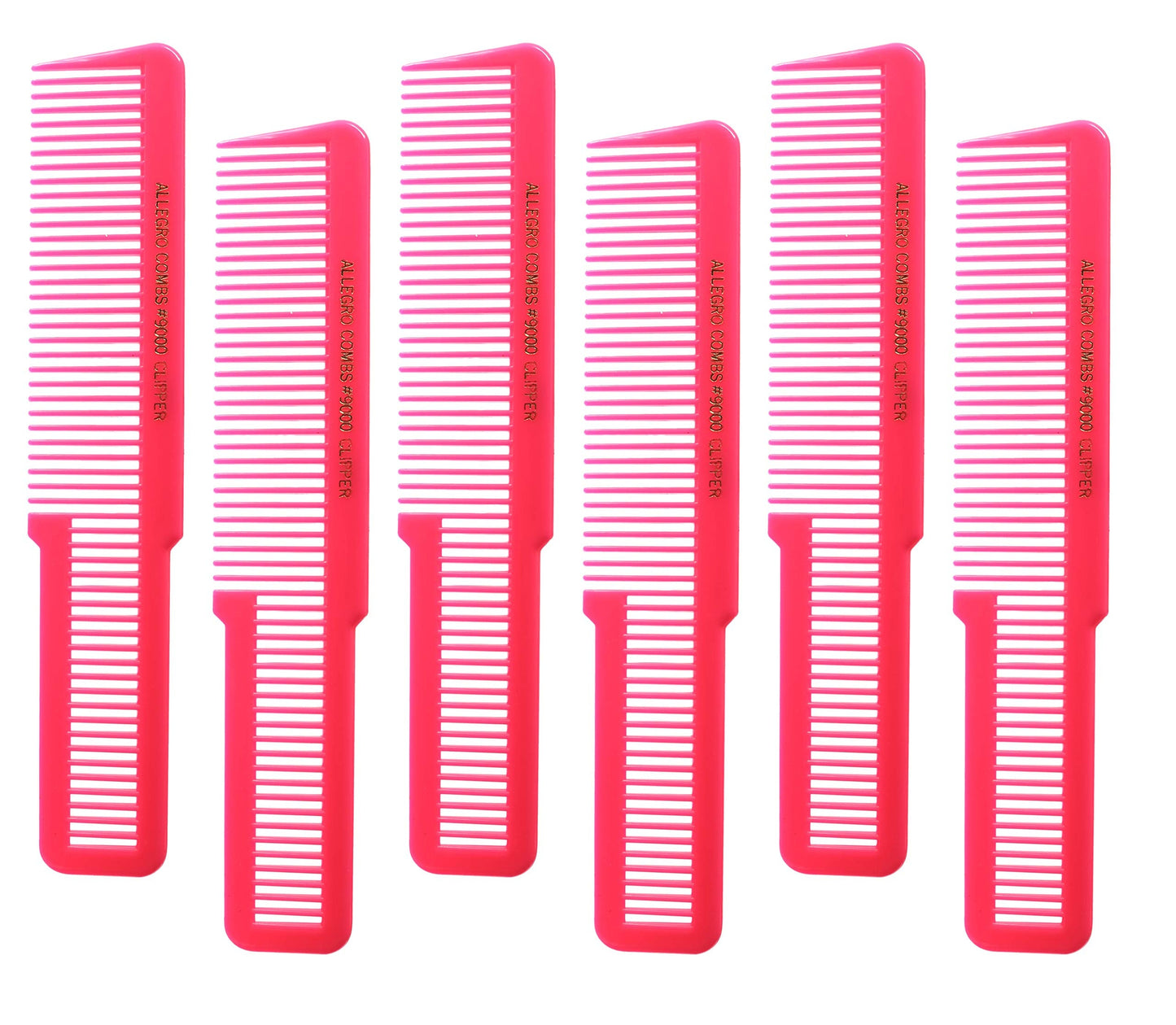 Allegro Combs 9000 Clipper Cutting Combs Blending Combs Fading Combs 6 Pk. (Neon Pink)