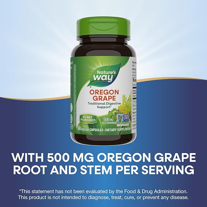 Nature's Way Oregon Grape, Traditional Digestion Remedy* Supplement, 90 Vegan Capsules