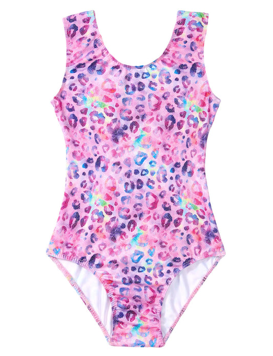 Domusgo Gymnastics Leotards for Girls 5-6 Years Old Pink Purple Sparkly One Piece Tumbling Outfits