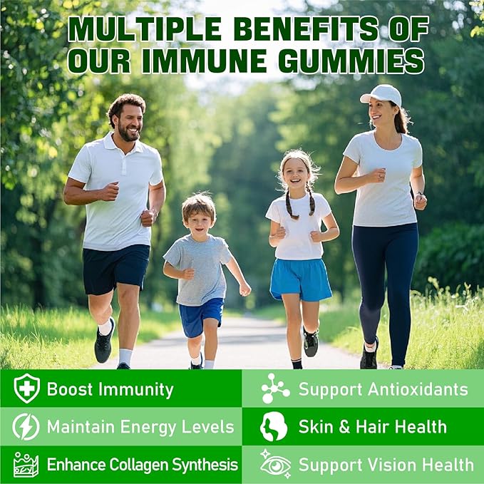 Organic Vitamin C Gummies for Adults - Chewable Vitamin C with Zinc & Iron and Vitamin D3 5000iu for Women Men - Immune Support Supplement Gummies