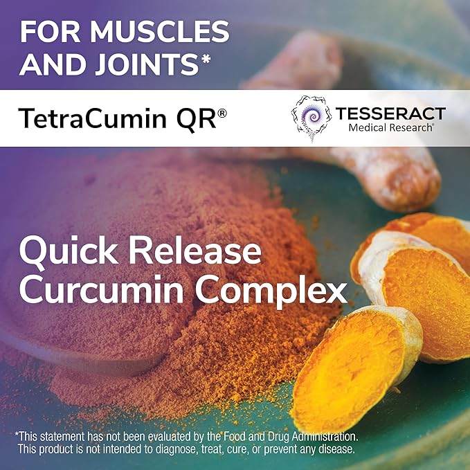 TetraCumin QR Joint Support Supplement, Quick-Release Turmeric Curcumin Metabolite, Proprietary Joint Supplements for Women & Men, Helps Promote Muscle & Joint Health, 120 Capsules