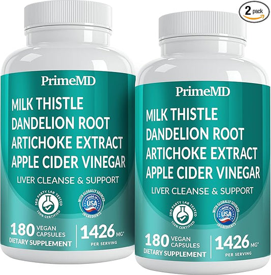 32-in-1 Liver Cleanse Detox & Repair with Milk Thistle and Silymarin, Artichoke Extract and Beetroot Powder for Liver Support with Active Liver Health Formula - 1426mg (180 ct, Pack of 2)