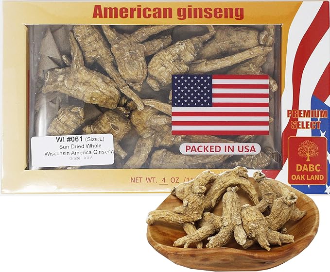 DOL Hand-Selected American Wisconsin Farmed Ginseng Root 美国威斯康辛州 长枝西洋参 花旗参 | Cultivated Wisconsin American Ginseng (Large 4oz/Box)