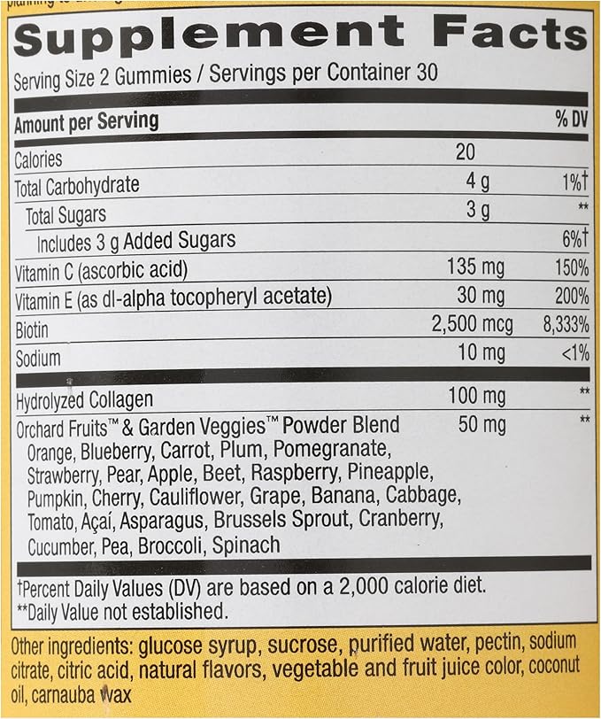 Nature's Way Alive! Hair, Skin & Nails Gummies with Biotin & Collagen, Beauty Support, Strawberry Flavored, 60 Gummies (Pack of 1)