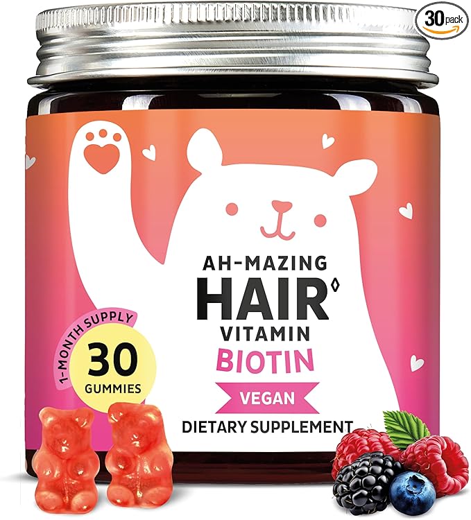 Biotin Gummies for Hair, Skin & Nails. 5,000 mcg High Potency Vegan Vitamins for Faster Hair Growth, Stronger Nails & Healthy Skin. with Vitamins C & E, 30 Gummies