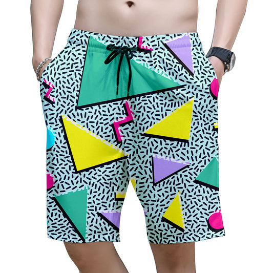 Retro 80S Or 90S Beach Shorts for Men, Quick Dry with Mesh Lining and Pockets (Retro 80S Or 90S, Large)
