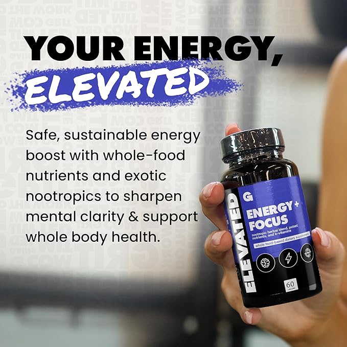 Gains in Bulk Elevated Nootropic Herbal Energy Supplements with Ginkgo Biloba, B Vitamins, DMAE, Clean Energy & Focus Supplement, Supports Digestive Health, Cognitive Brain Health, Vegan, 60 Capsules